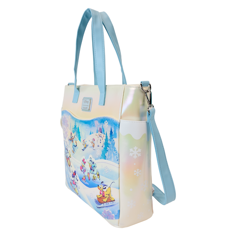 Loungefly Disney Mickey & Friends Winter Wonderland Scene Convertible Backpack & Tote Bag - Leo's Treasure Box