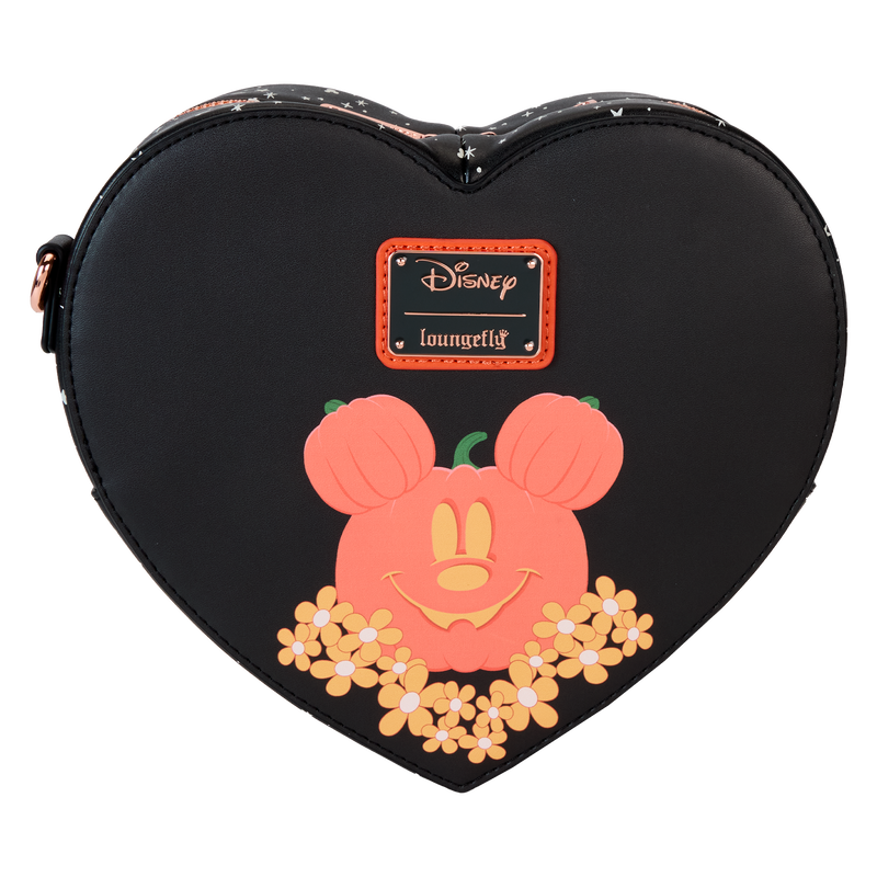 Loungefly Disney Mickey & Minnie Floral Ghost Figural Heart Glow Crossbody Bag