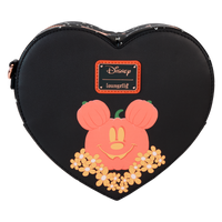 Loungefly Disney Mickey & Minnie Floral Ghost Figural Heart Glow Crossbody Bag