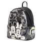 Disney Mickey and Minnie Mouse Halloween mini backpack featuring a black and gray camouflage pattern with 3D pop-out character graphics of Mickey, Minnie, and the Cat in the Hat.