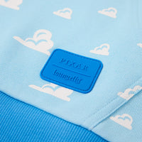 Cozy Disney Pixar Toy Story hoodie with a colorful good versus bad character print