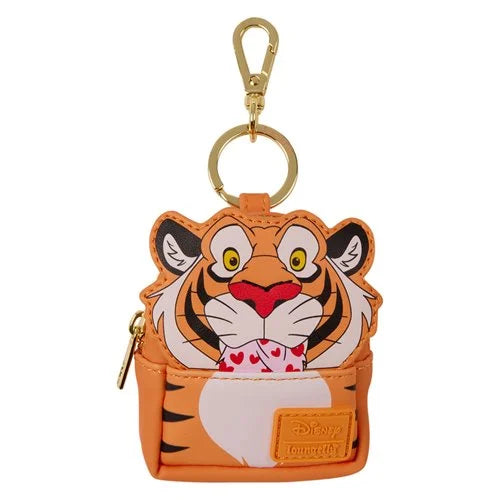 An orange and white cartoon tiger face keychain pouch with a gold-tone clasp, featuring a Disney Fairytale logo patch on the front.