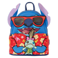 Colorful backpack with cartoon character design on a white background