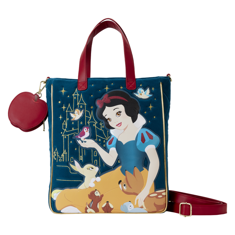 Loungefly Disney Snow White Classic Apple Quilted Velvet Tote Bag With Coin Bag