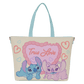 Loungefly Disney Stitch and Angel True Love tote crossbody bag featuring romantic artwork and pastel details