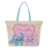 Loungefly Disney Stitch and Angel True Love tote crossbody bag featuring romantic artwork and pastel details