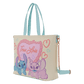 Stitch and Angel True Love Loungefly tote crossbody bag with heart-themed design and Disney characters