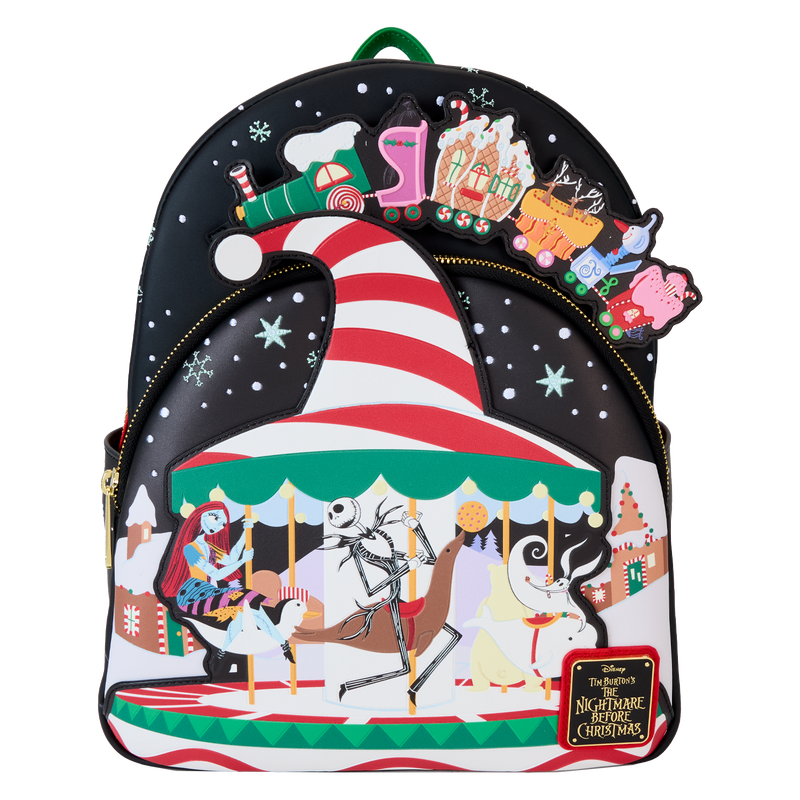 Loungefly Disney The Nightmare Before Christmas Candy Cane Carousel Glow Mini Backpack