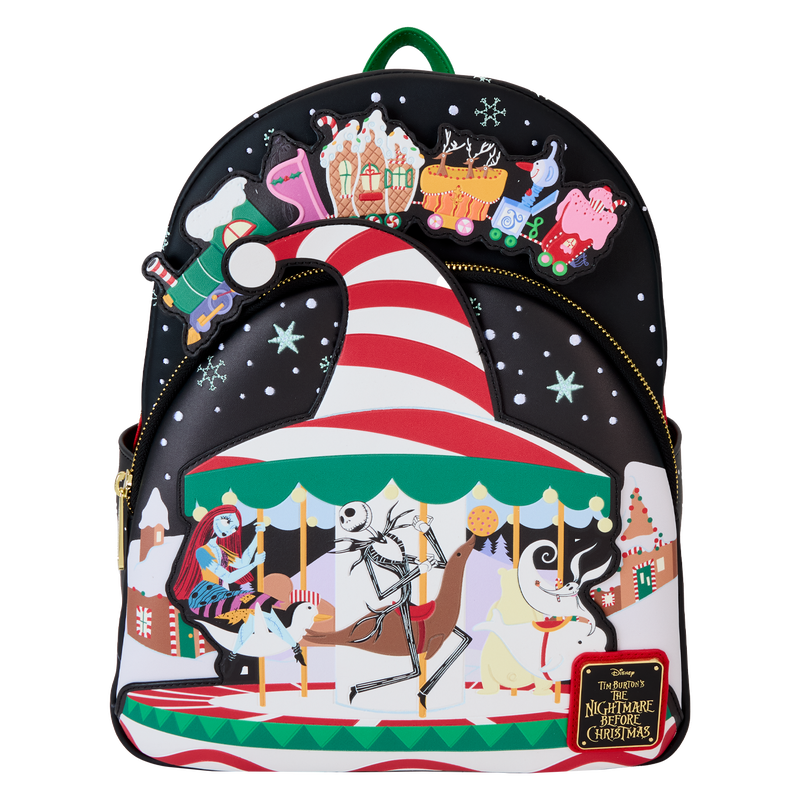 Loungefly Disney The Nightmare Before Christmas Candy Cane Carousel Glow Mini Backpack