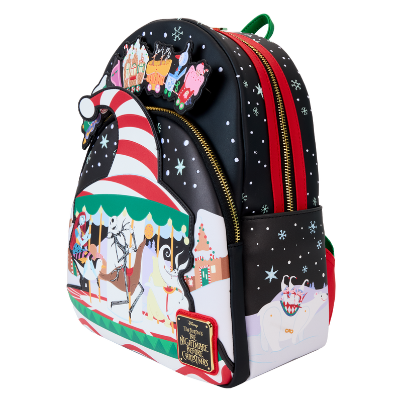 Loungefly Disney The Nightmare Before Christmas Candy Cane Carousel Glow Mini Backpack