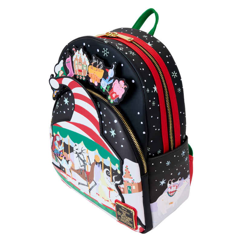 Loungefly Disney The Nightmare Before Christmas Candy Cane Carousel Glow Mini Backpack