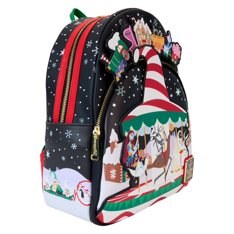 Loungefly Disney The Nightmare Before Christmas Candy Cane Carousel Glow Mini Backpack