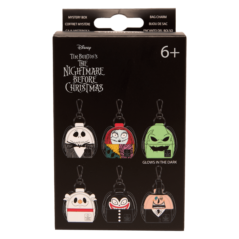 Packaging of 'The Nightmare Before Christmas' keychains with character illustrations 