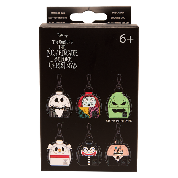 Packaging of 'The Nightmare Before Christmas' keychains with character illustrations 