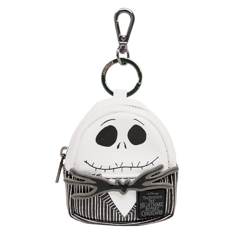 Loungefly Disney The Nightmare Before Christmas Jack Skellington mini backpack keychain charm featuring his signature pinstripe suit design