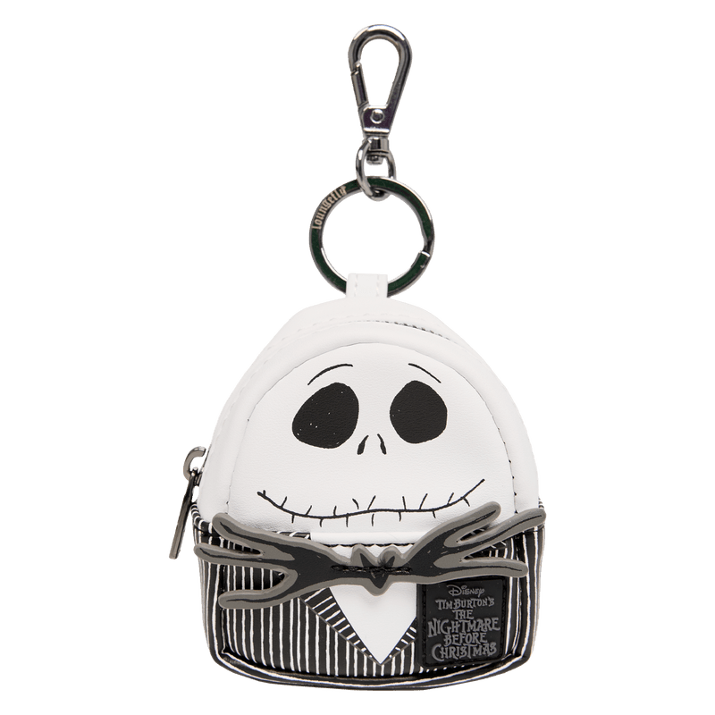 Loungefly Disney The Nightmare Before Christmas Jack Skellington mini backpack keychain charm featuring his signature pinstripe suit design