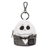 Loungefly Disney The Nightmare Before Christmas Jack Skellington mini backpack keychain charm featuring his signature pinstripe suit design