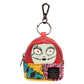 Loungefly Sally mini backpack charm with stitched patchwork pattern inspired by her classic dress from The Nightmare Before Christmas