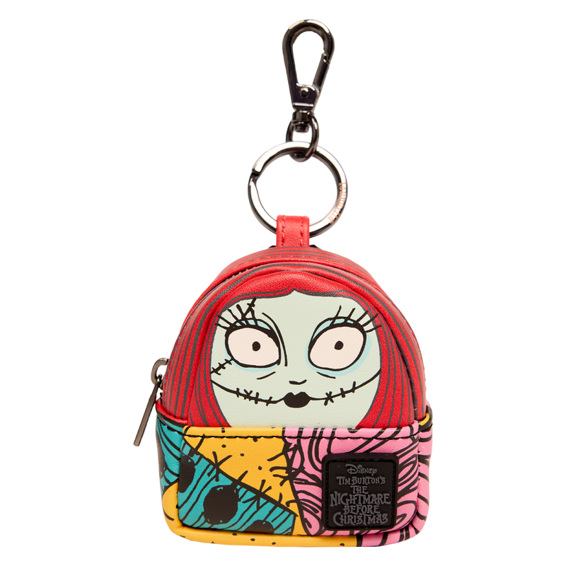 Loungefly Sally mini backpack charm with stitched patchwork pattern inspired by her classic dress from The Nightmare Before Christmas