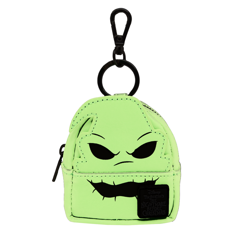 Oogie Boogie Loungefly mini backpack keychain charm in burlap-inspired texture with creepy-cute dice details