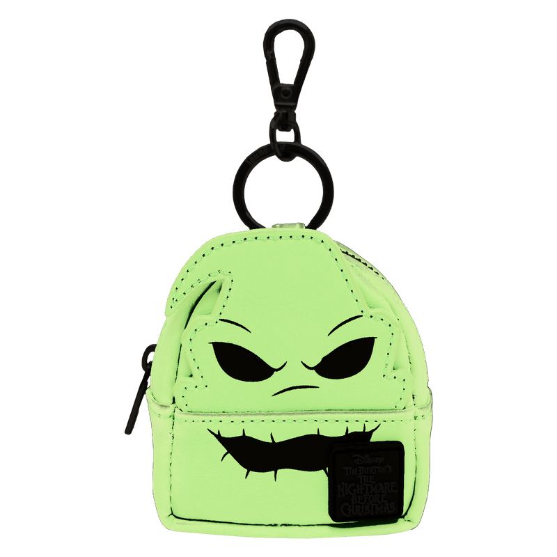 Oogie Boogie Loungefly mini backpack keychain charm in burlap-inspired texture with creepy-cute dice details