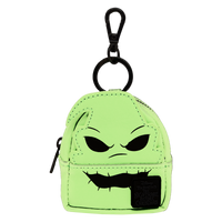 Oogie Boogie Loungefly mini backpack keychain charm in burlap-inspired texture with creepy-cute dice details