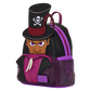 A Disney-themed mini backpack featuring a stylized character design with a black top hat, purple and magenta accents, and a printed face on the front pocket, shown on a plain white background.