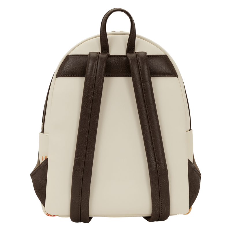 Backpack with brown straps on a white background