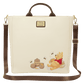 Beige bag with cartoon bear design featuring honey pots and bees, Disney logo visible.