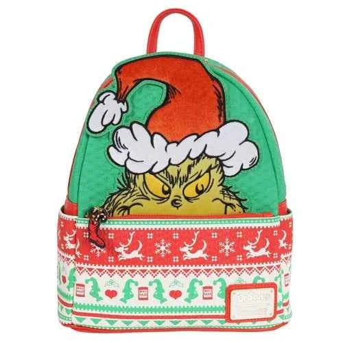 Loungefly Dr. Seuss' How the Grinch Stole Christmas Grinch Christmas Sweater Mini-Backpack