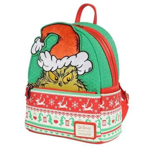 Loungefly Dr. Seuss' How the Grinch Stole Christmas Grinch Christmas Sweater Mini-Backpack