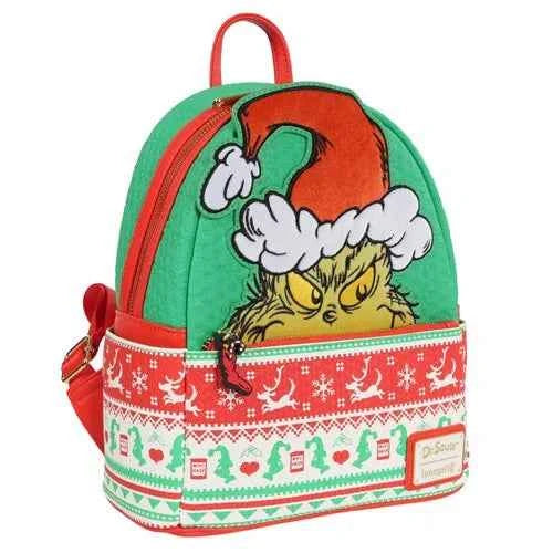 Loungefly Dr. Seuss' How the Grinch Stole Christmas Grinch Christmas Sweater Mini-Backpack