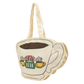 Tote bag shaped like a coffee cup with 'Central Perk' logo on a white background