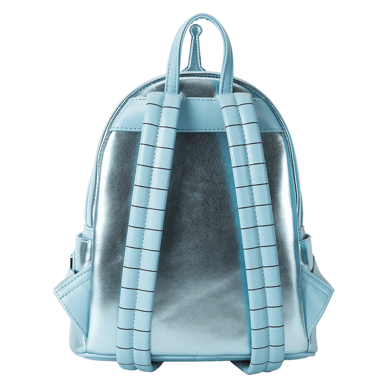 Light blue backpack with quilted design on a white background