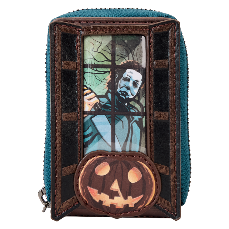 Loungefly Halloween Michael Myers Pumpkin Glow Accordion Zip Around Wallet