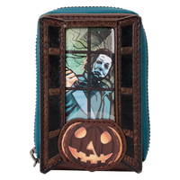 Loungefly Halloween Michael Myers Pumpkin Glow Accordion Zip Around Wallet