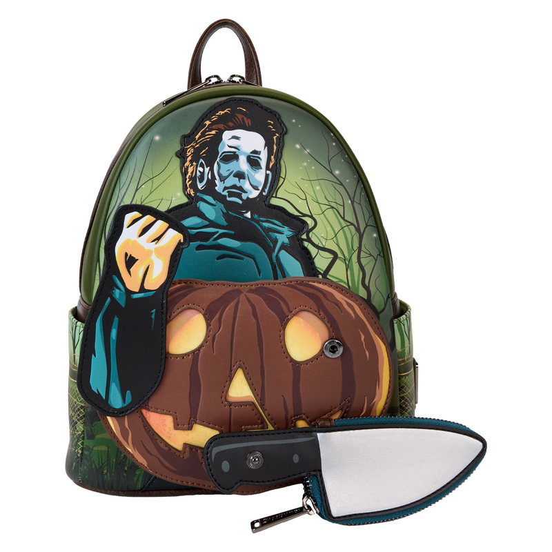 Loungefly Halloween Michael Myers Pumpkin Glow Mini Backpack With Coin Bag