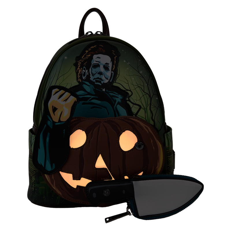 Loungefly Halloween Michael Myers Pumpkin Glow Mini Backpack With Coin Bag