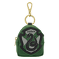 Green pouch with Slytherin emblem and gold keychain on a white background