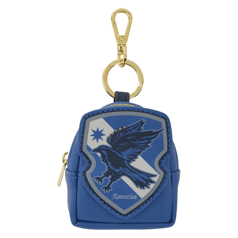 Blue Ravenclaw-themed keychain with a gold clasp on a white background
