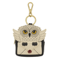 Owl-shaped keychain with a gold clasp on a white background