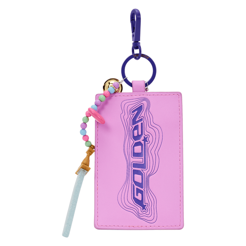 Pink keychain with 'GOLDEN' branding on a white background