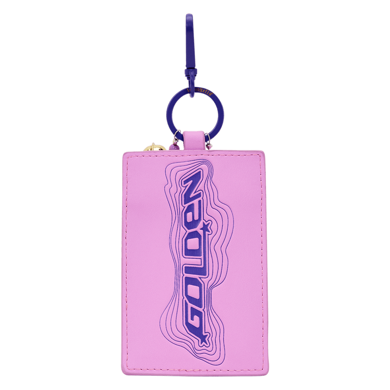 Pink keychain with 'Golden' logo on a white background