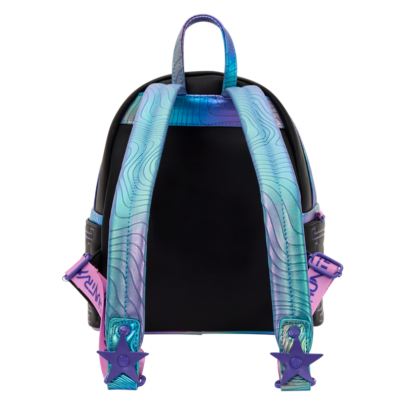 Backpack with colorful straps on a white background