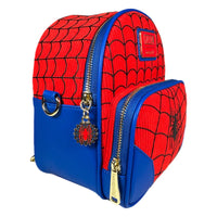 Backpack with Spider-Man pattern on a white background