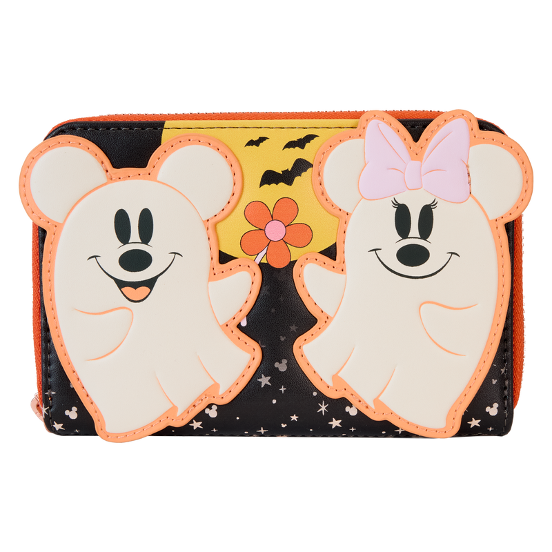 Loungefly Mickey & Minnie Floral Ghost Glow Zip Around Wallet