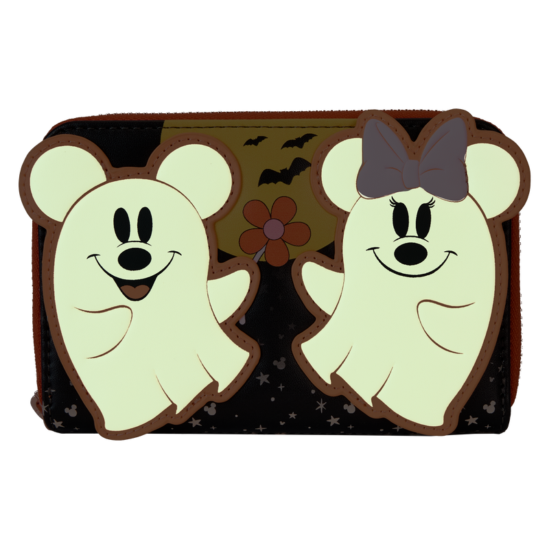 Loungefly Mickey & Minnie Floral Ghost Glow Zip Around Wallet