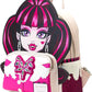 Backpack with character design and pink butterfly accessory on a white background