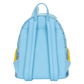 Light blue backpack with yellow accents on a white background