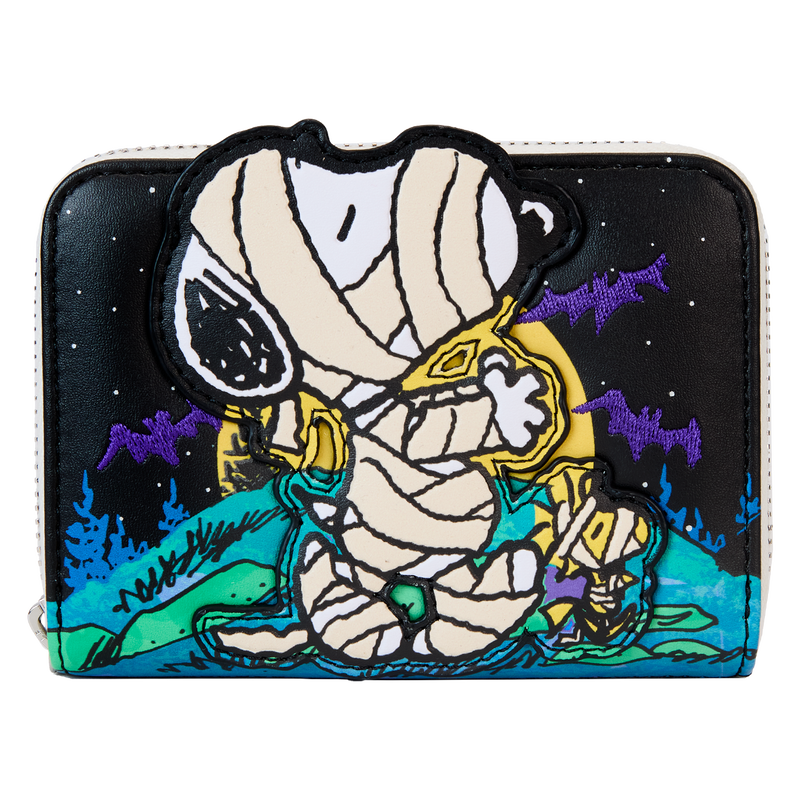 Loungefly Peanuts Snoopy Mummy Haunt Glow Zip Around Wallet